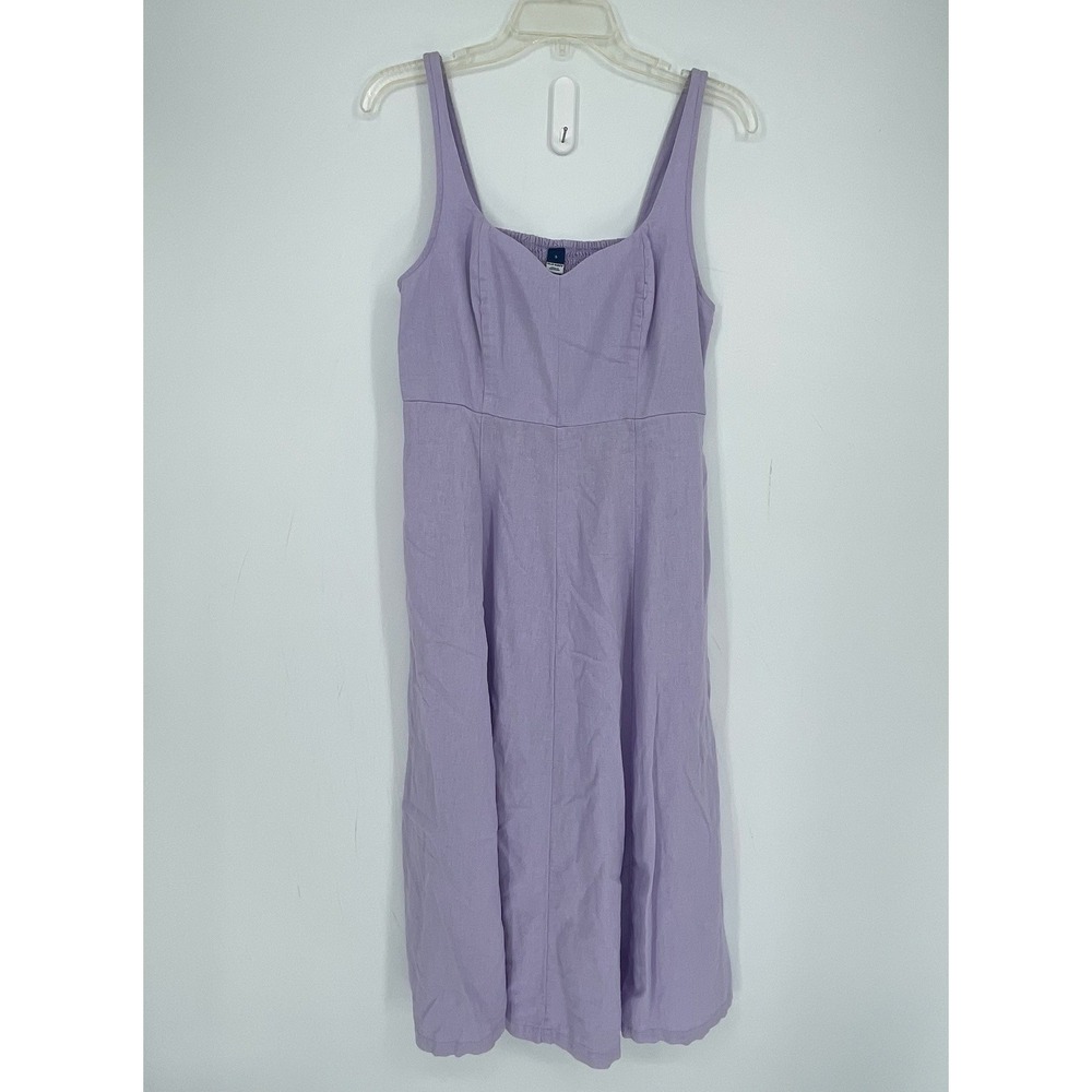 Old Navy Women's Lavender Smocked Fit & Flare Linen Blend Midi Dress Size S